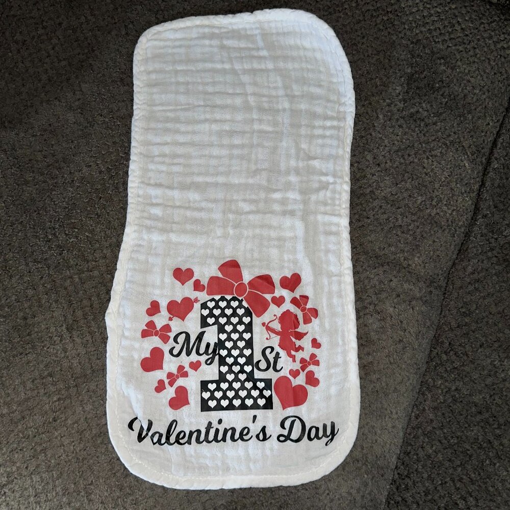 NEW Handcrafted 1st Valentine's Day Burp Cloth